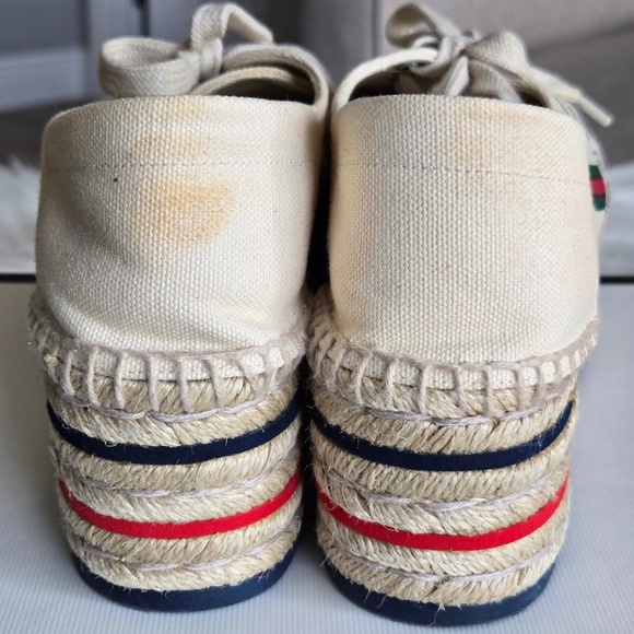 Gucci Canvas Logo Lace-Up Platform Espadrilles - Picture 4 of 7